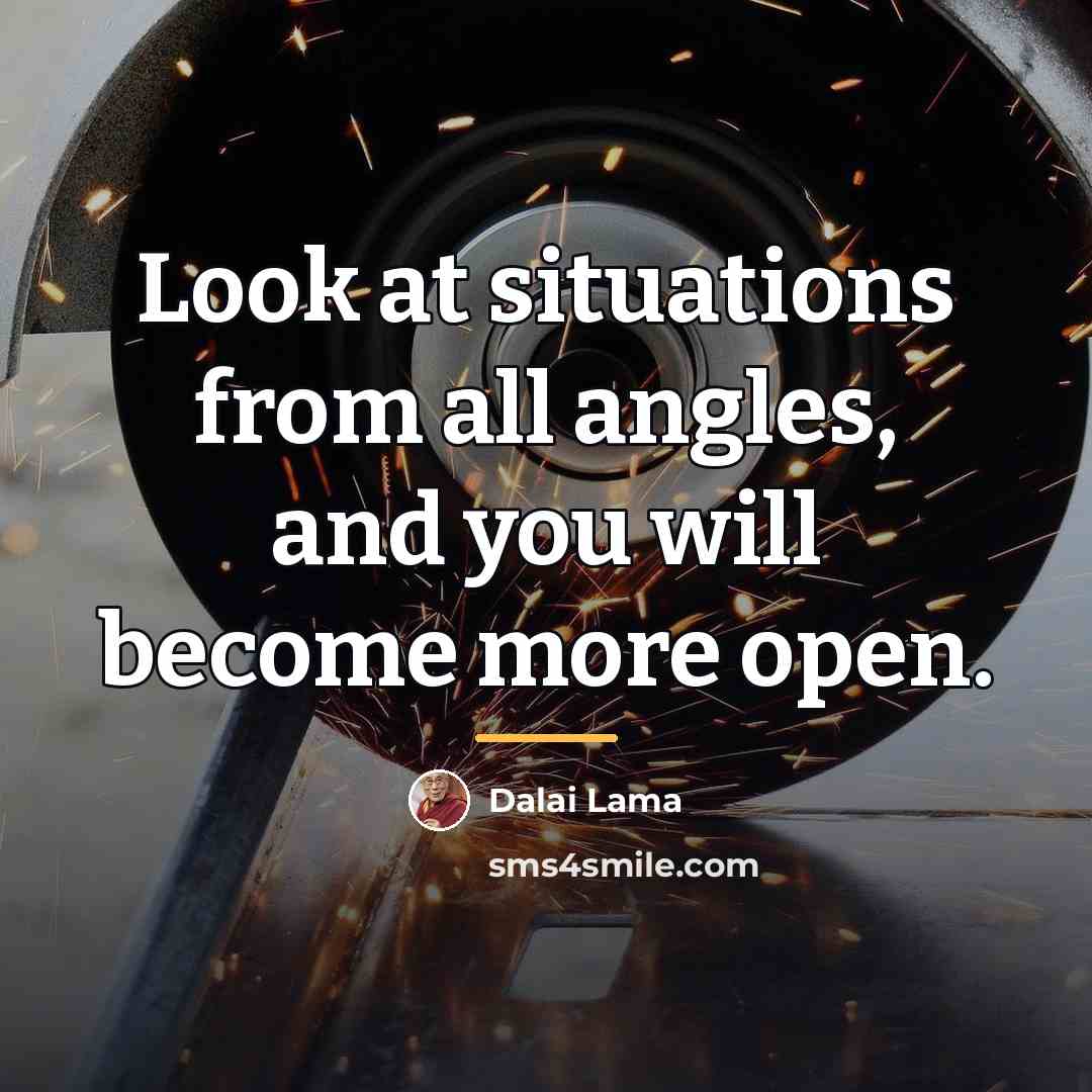 “Look at situations from all angles, and you will become…” quote by Dalai Lama