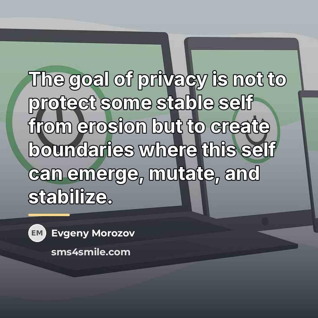 “The goal of privacy is not to protect some stable…” quote by Evgeny Morozov