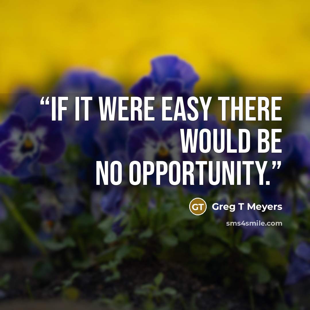 “If it were easy there would be no opportunity.” quote by Greg T Meyers