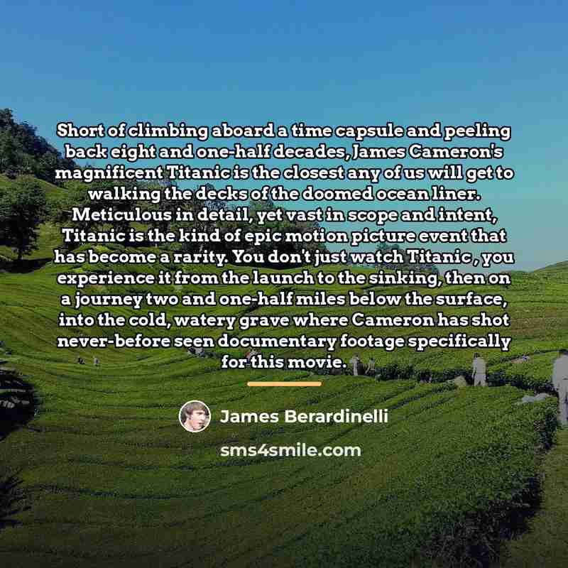 “Short of climbing aboard a time capsule and peeling back…” quote by James Berardinelli
