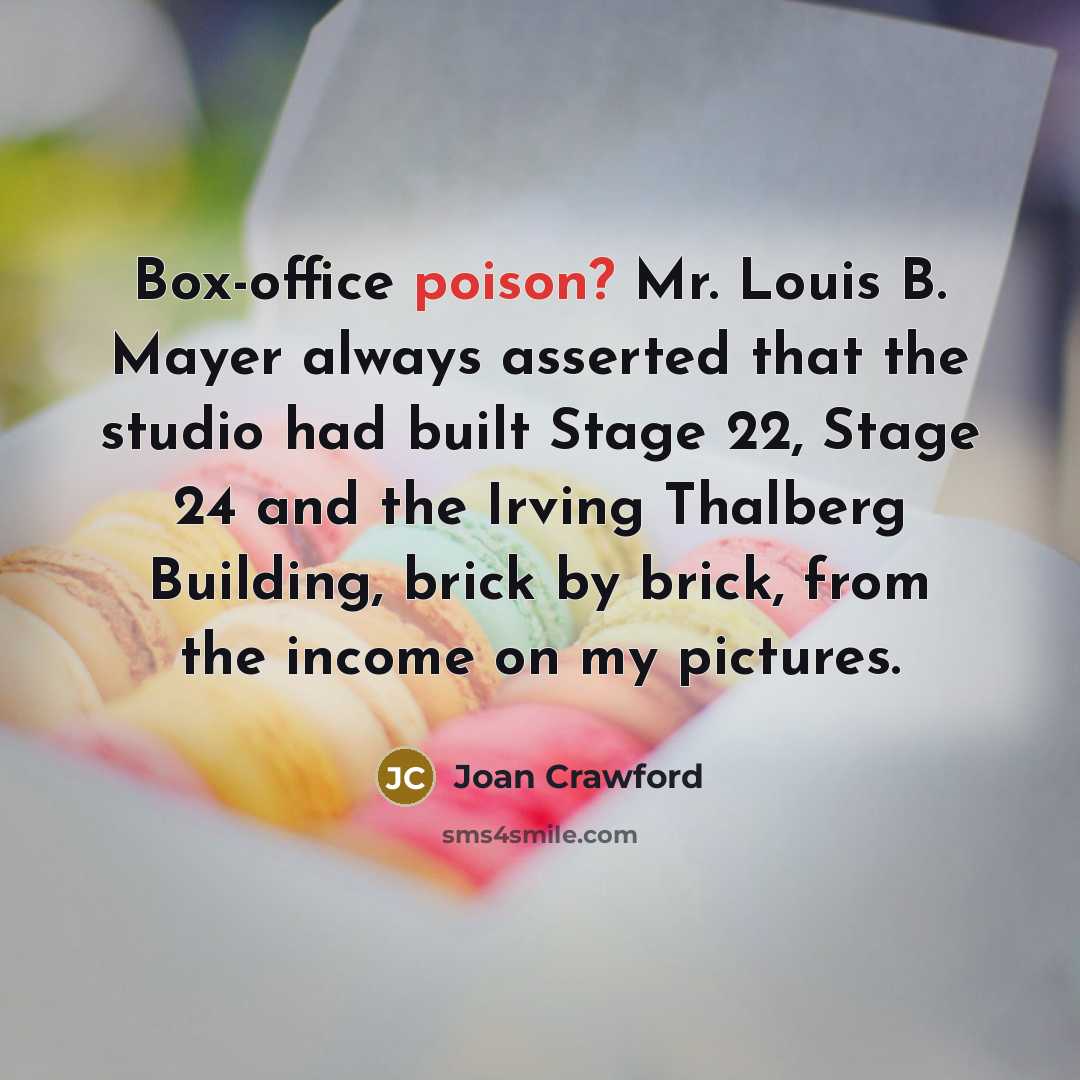 “Box-office poison? Mr. Louis B. Mayer always asserted that the…” quote by Joan Crawford
