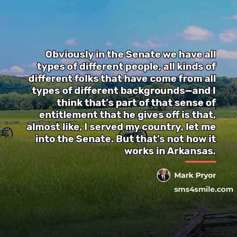 “Obviously in the Senate we have all types of different…” quote by Mark Pryor
