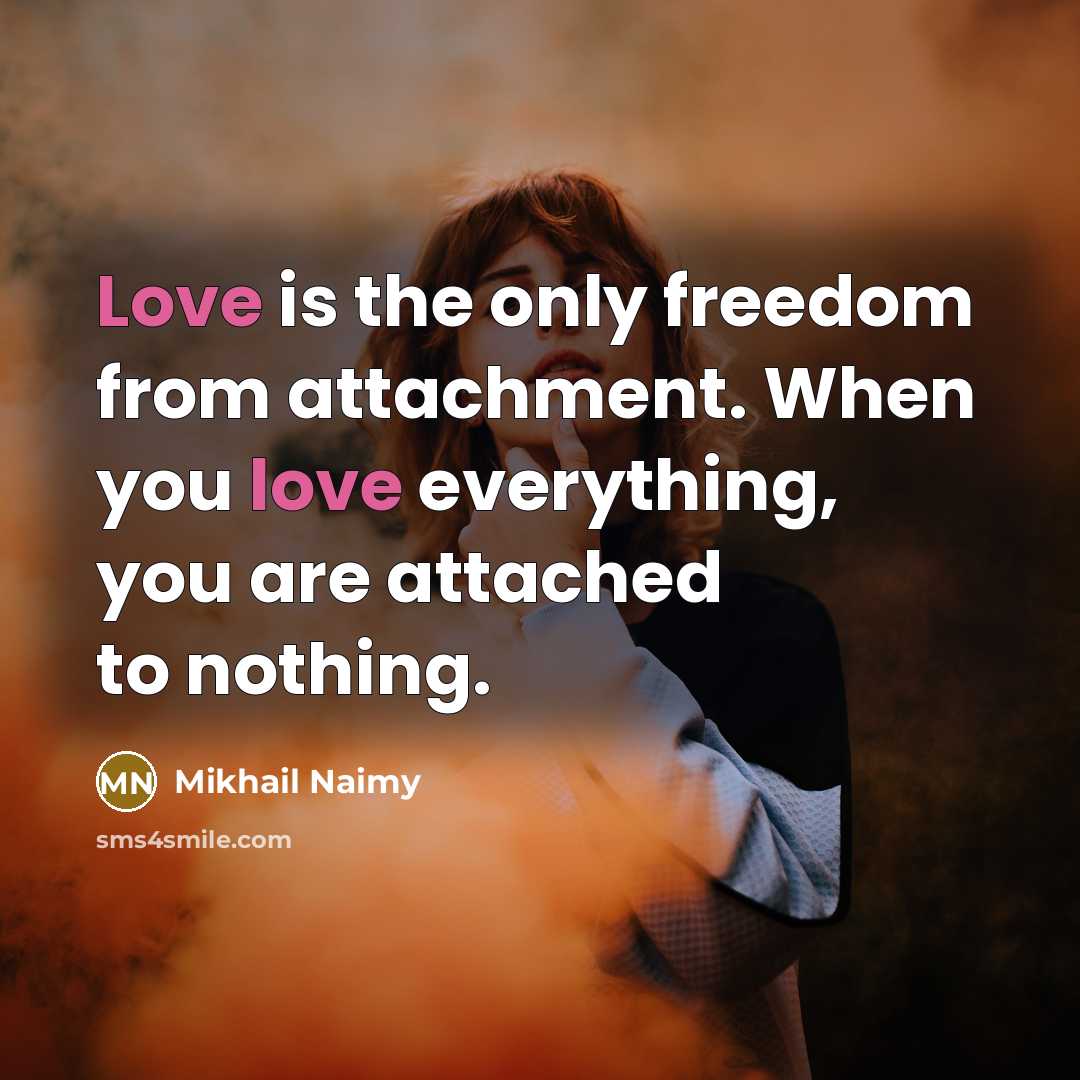 “Love is the only freedom from attachment. When you love…” quote by Mikhail Naimy