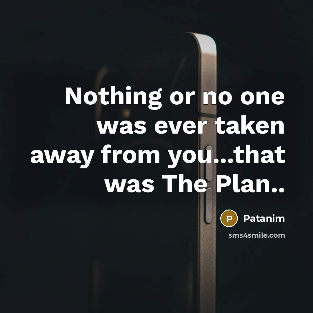 “Nothing or no one was ever taken away from you...that was The Plan..” quote by Patanim