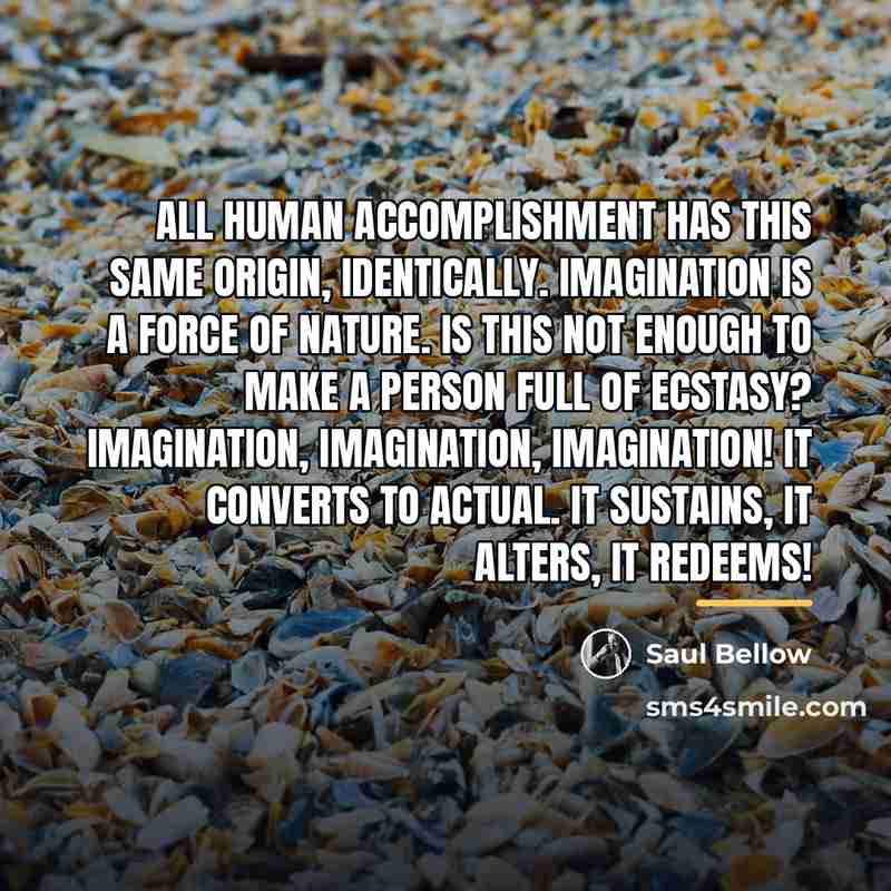 “All human accomplishment has this same origin, identically. Imagination is…” quote by Saul Bellow