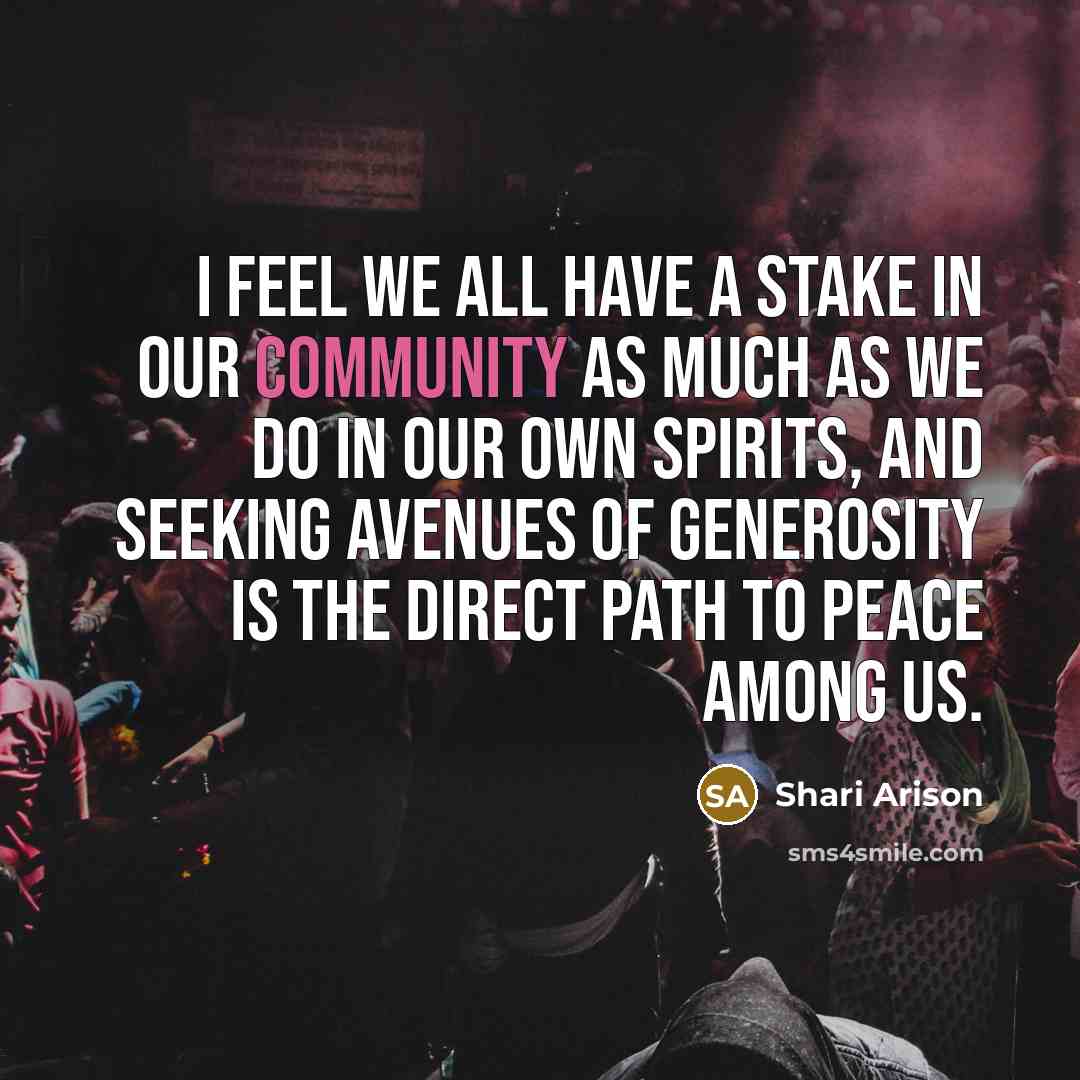 “I feel we all have a stake in our community…” quote by Shari Arison
