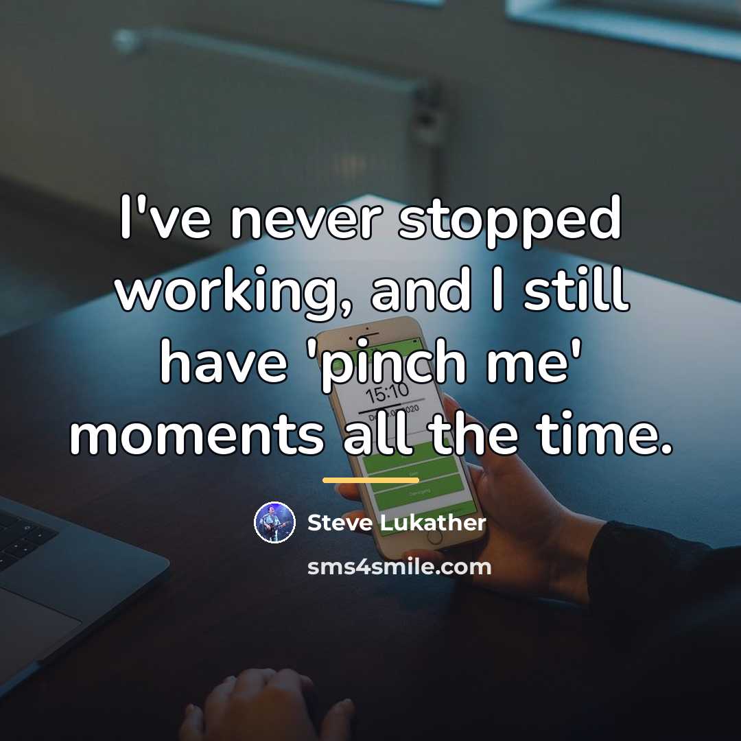 “I've never stopped working, and I still have 'pinch me'…” quote by Steve Lukather