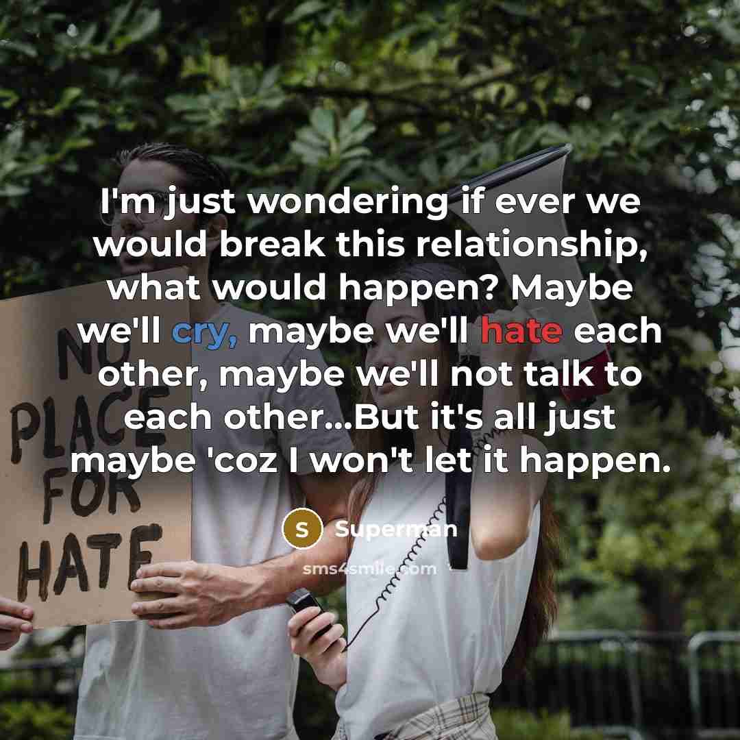 “I'm just wondering if ever we would break this relationship,…” quote by Superman