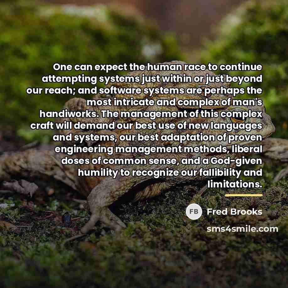 “One can expect the human race to continue attempting systems…” quote by Fred Brooks