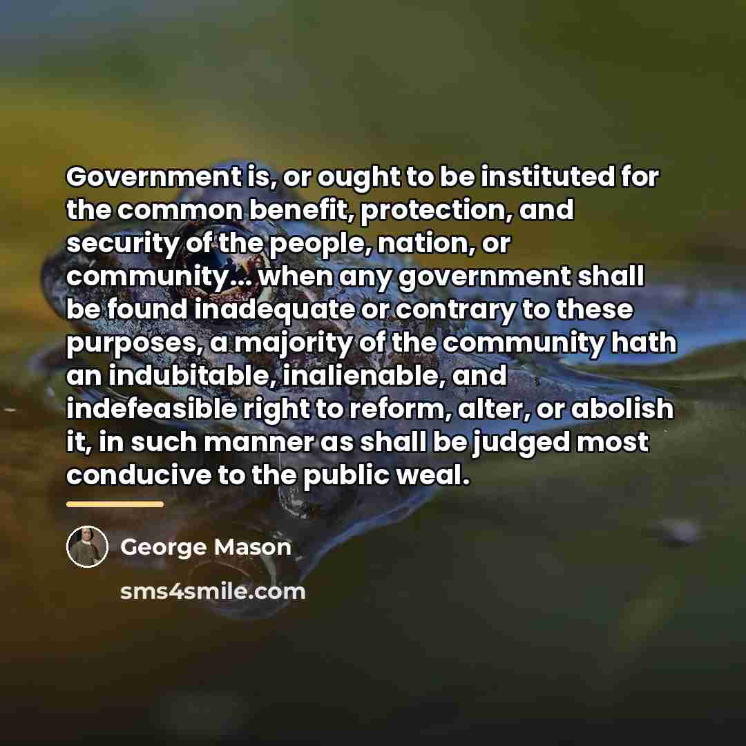 “Government is, or ought to be instituted for the common…” quote by George Mason