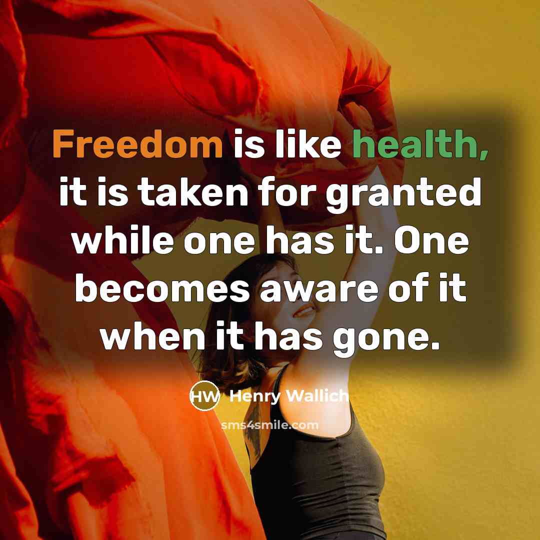 “Freedom is like health, it is taken for granted while…” quote by Henry Wallich