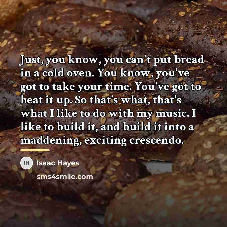 “Just, you know, you can't put bread in a cold…” quote by Isaac Hayes