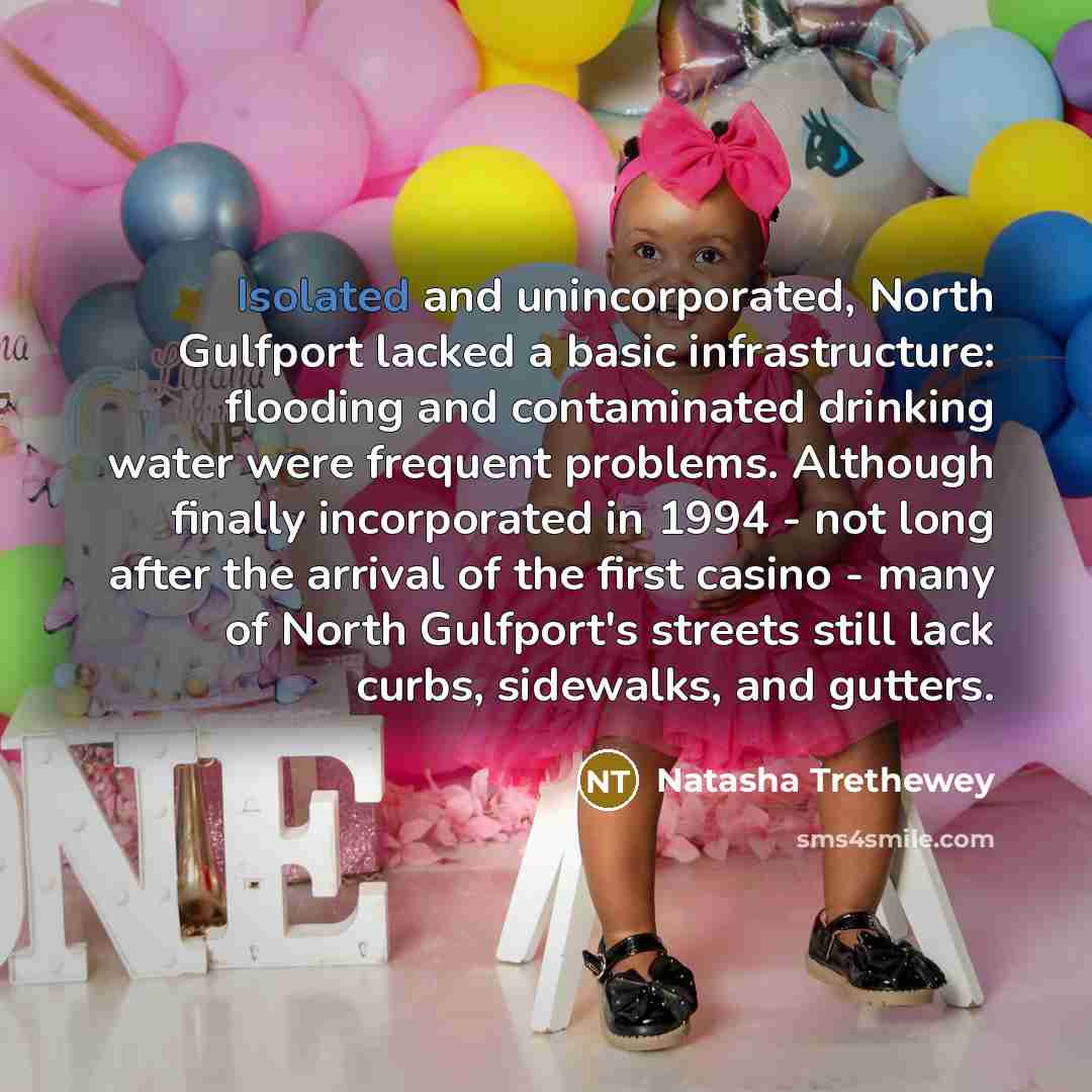 “Isolated and unincorporated, North Gulfport lacked a basic infrastructure: flooding…” quote by Natasha Trethewey