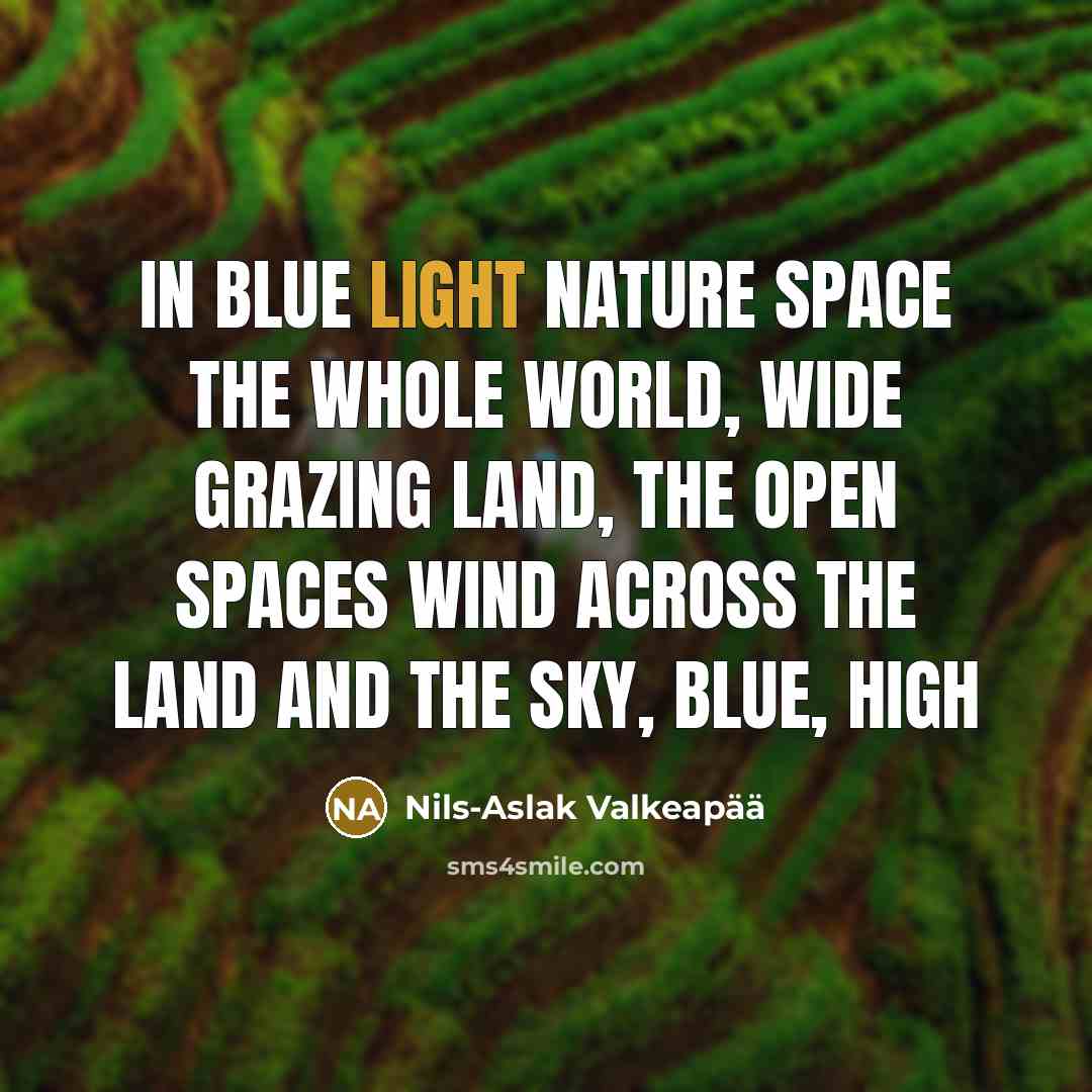 “In blue Light nature space the whole world, wide grazing…” quote by Nils-Aslak Valkeapaa