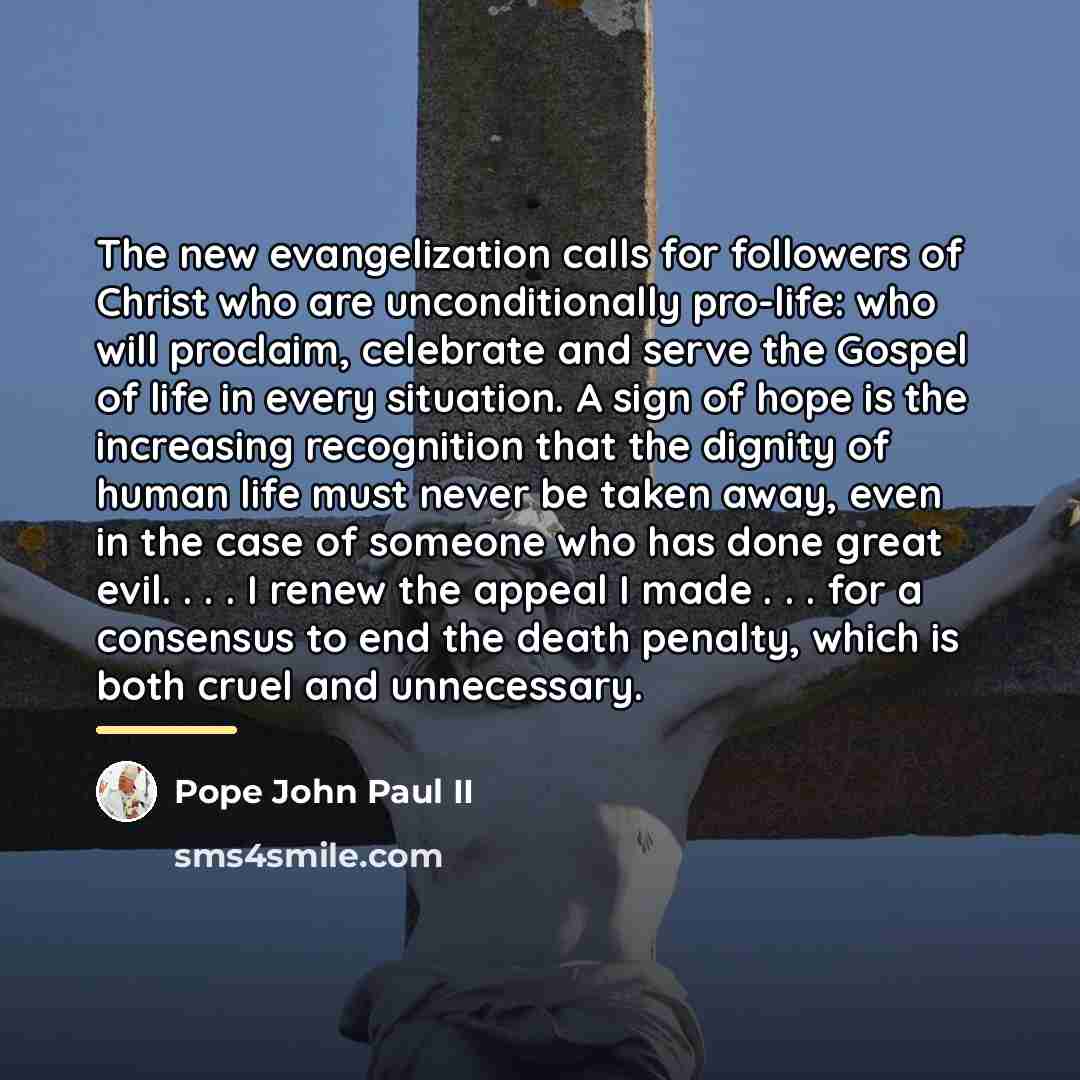 “The new evangelization calls for followers of Christ who are…” quote by Pope John Paul II