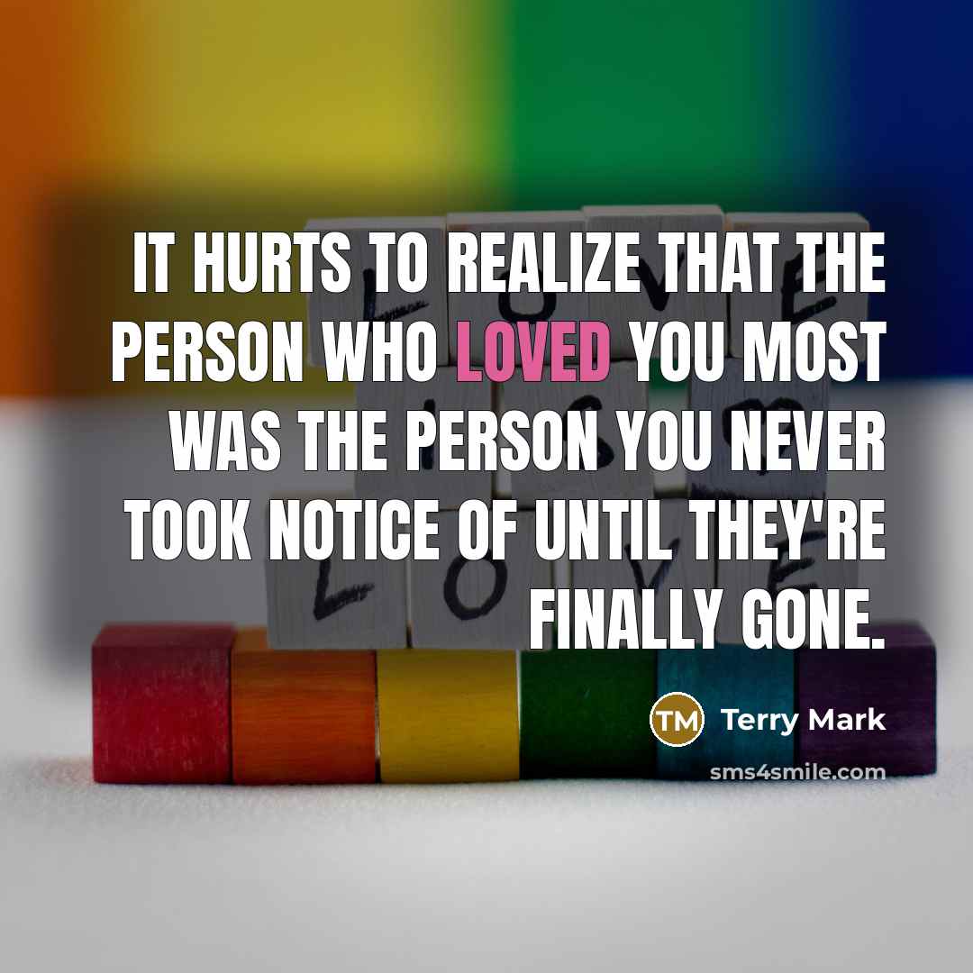 “It hurts to realize that the person who loved you…” quote by Terry Mark