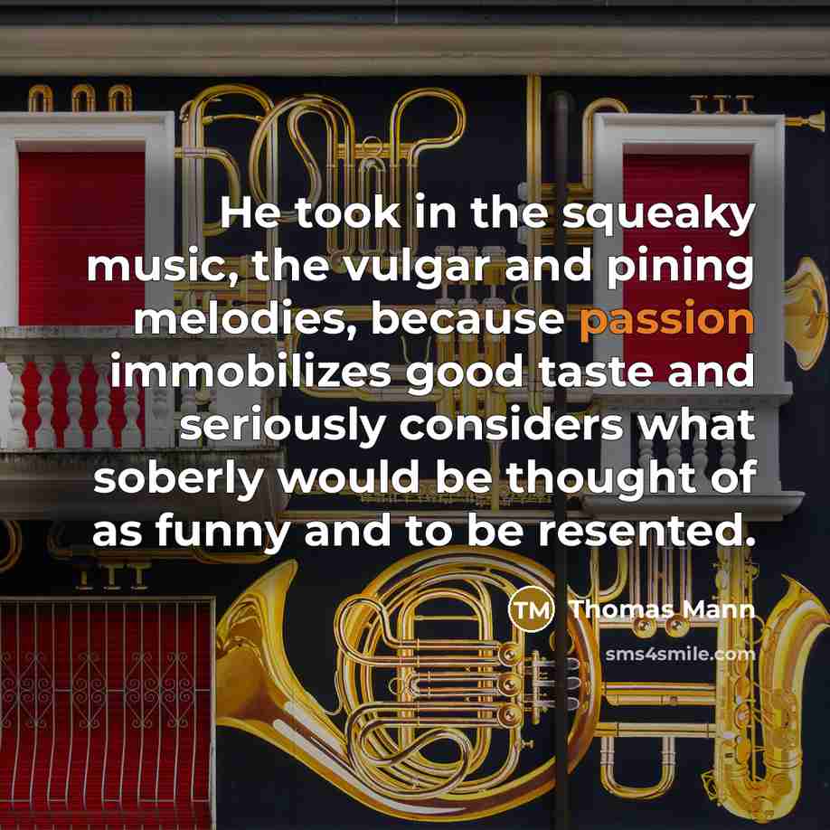 “He took in the squeaky music, the vulgar and pining…” quote by Thomas Mann