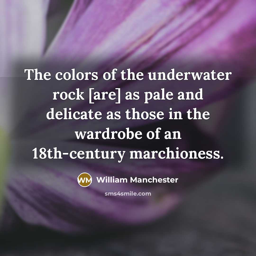 “The colors of the underwater rock [are] as pale and…” quote by William Manchester