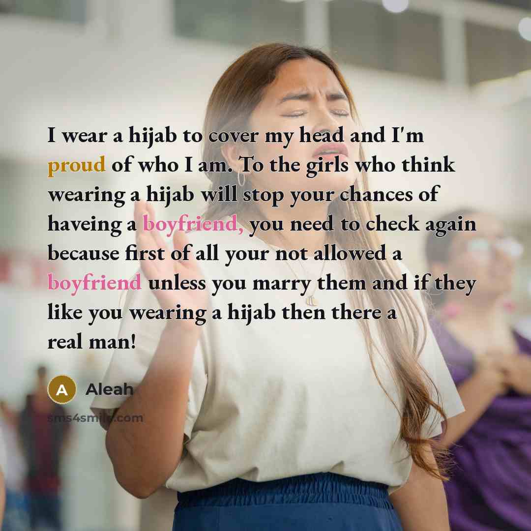 “I wear a hijab to cover my head and I'm…” quote by Aleah