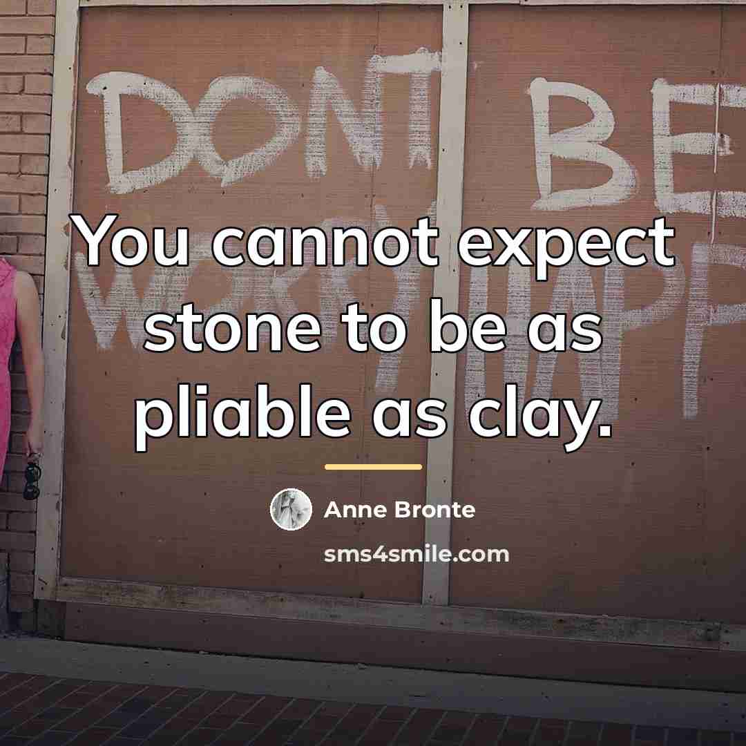 “You cannot expect stone to be as pliable as clay.…” quote by Anne Bronte
