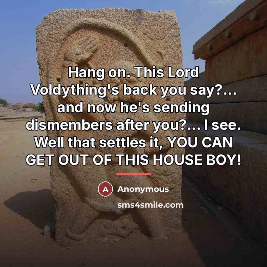 “Hang on. This Lord Voldything's back you say?... and now…” quote by Anonymous