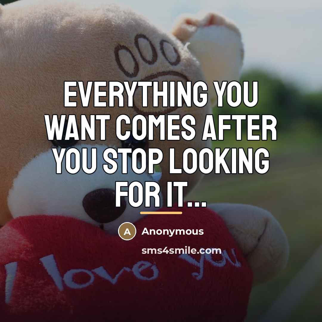 “Everything you want comes after you stop looking for it...…” quote by Anonymous
