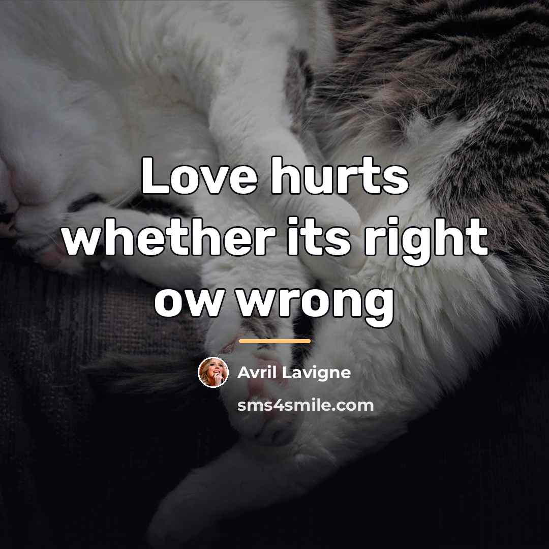 “Love hurts whether its right ow wrong…” quote by Avril Lavigne