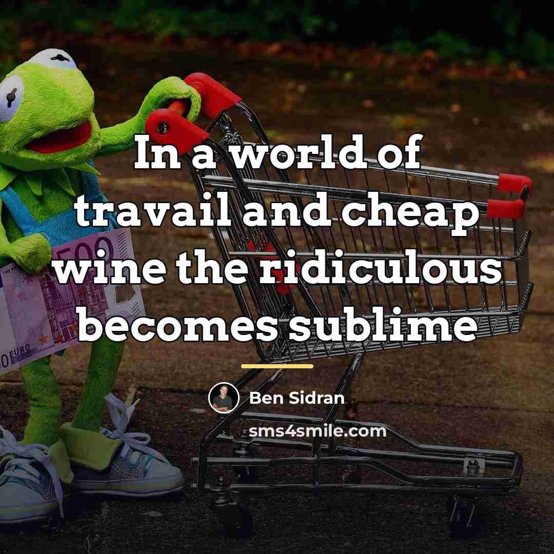 “In a world of travail and cheap wine the ridiculous…” quote by Ben Sidran