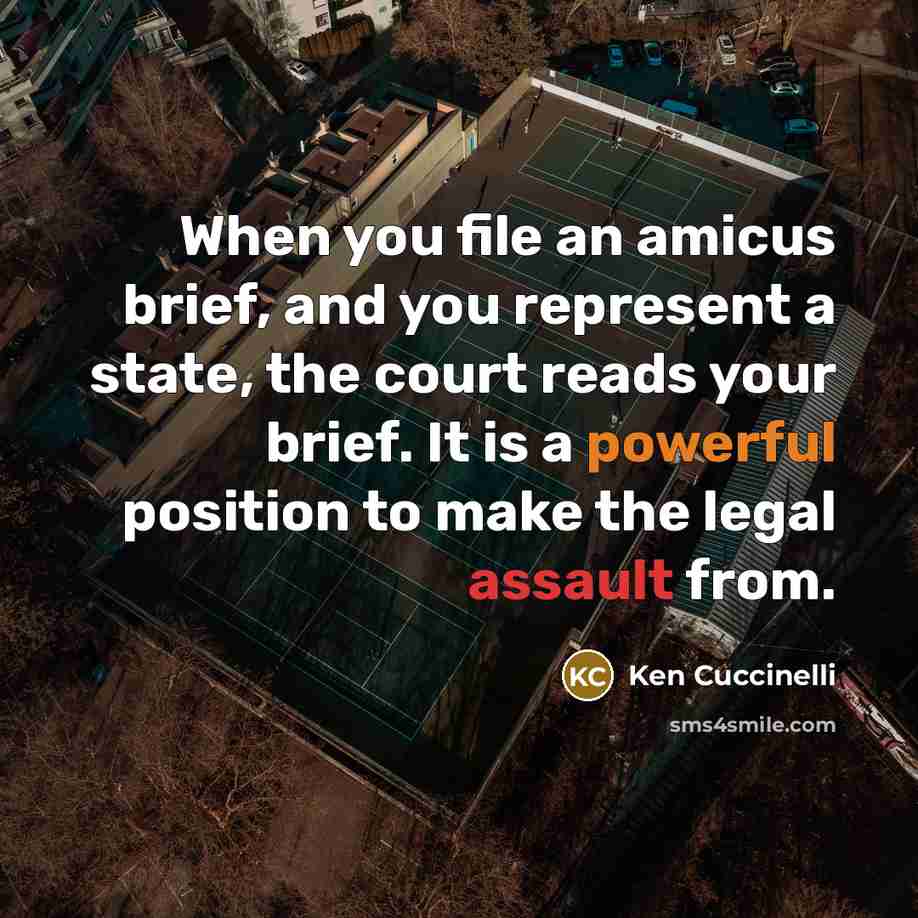 “When you file an amicus brief, and you represent a…” quote by Ken Cuccinelli