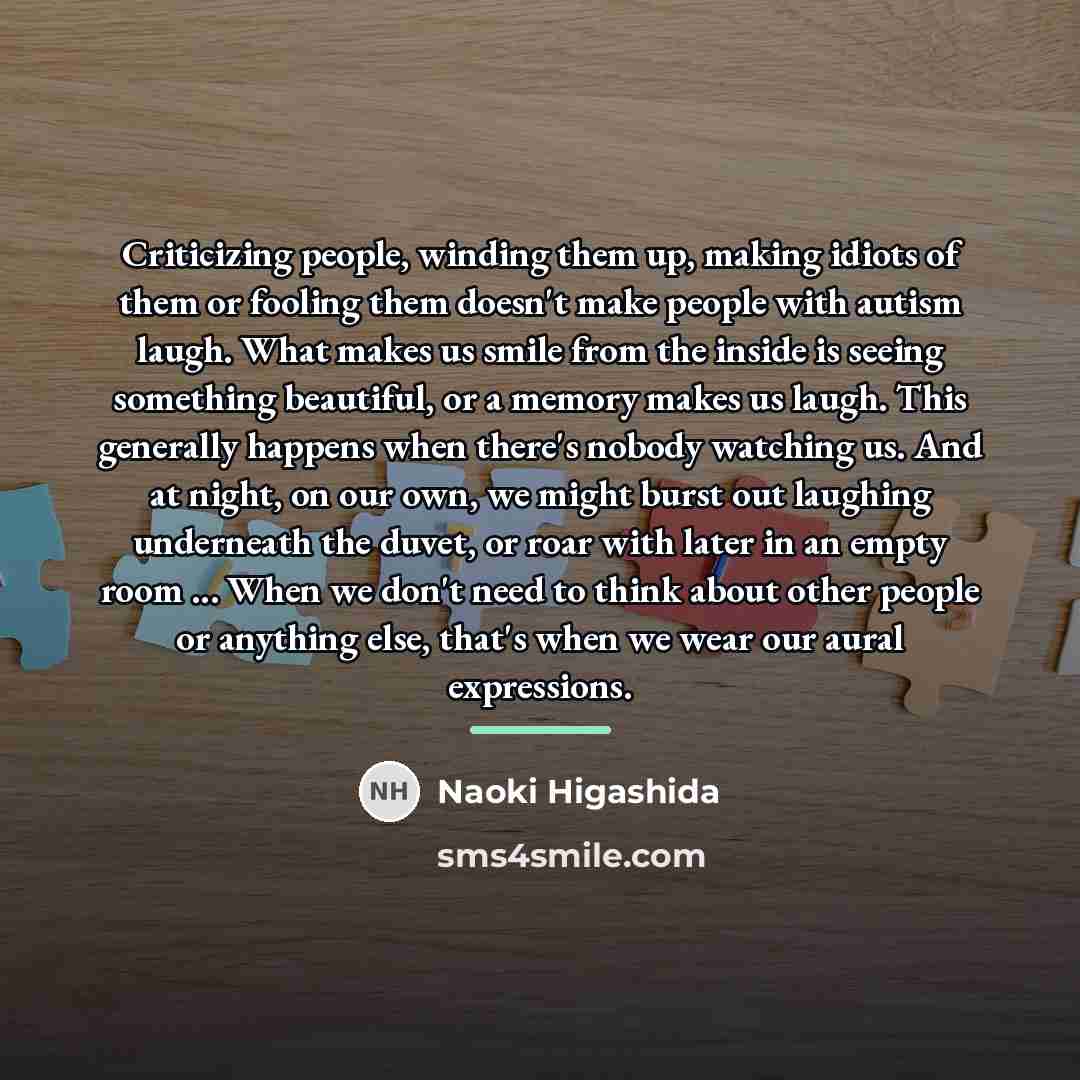 “Criticizing people, winding them up, making idiots of them or…” quote by Naoki Higashida