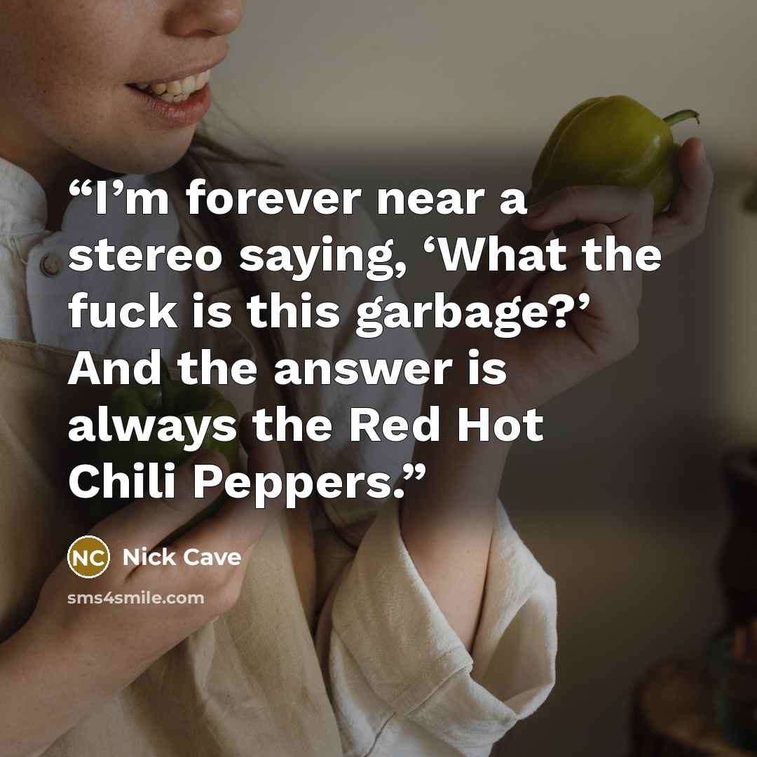 “I’m forever near a stereo saying, ‘What the fuck is this garbage?’ And the answer is always the Red Hot Chili Peppers.” quote by Nick Cave