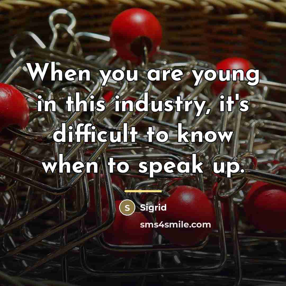 “When you are young in this industry, it's difficult to…” quote by Sigrid