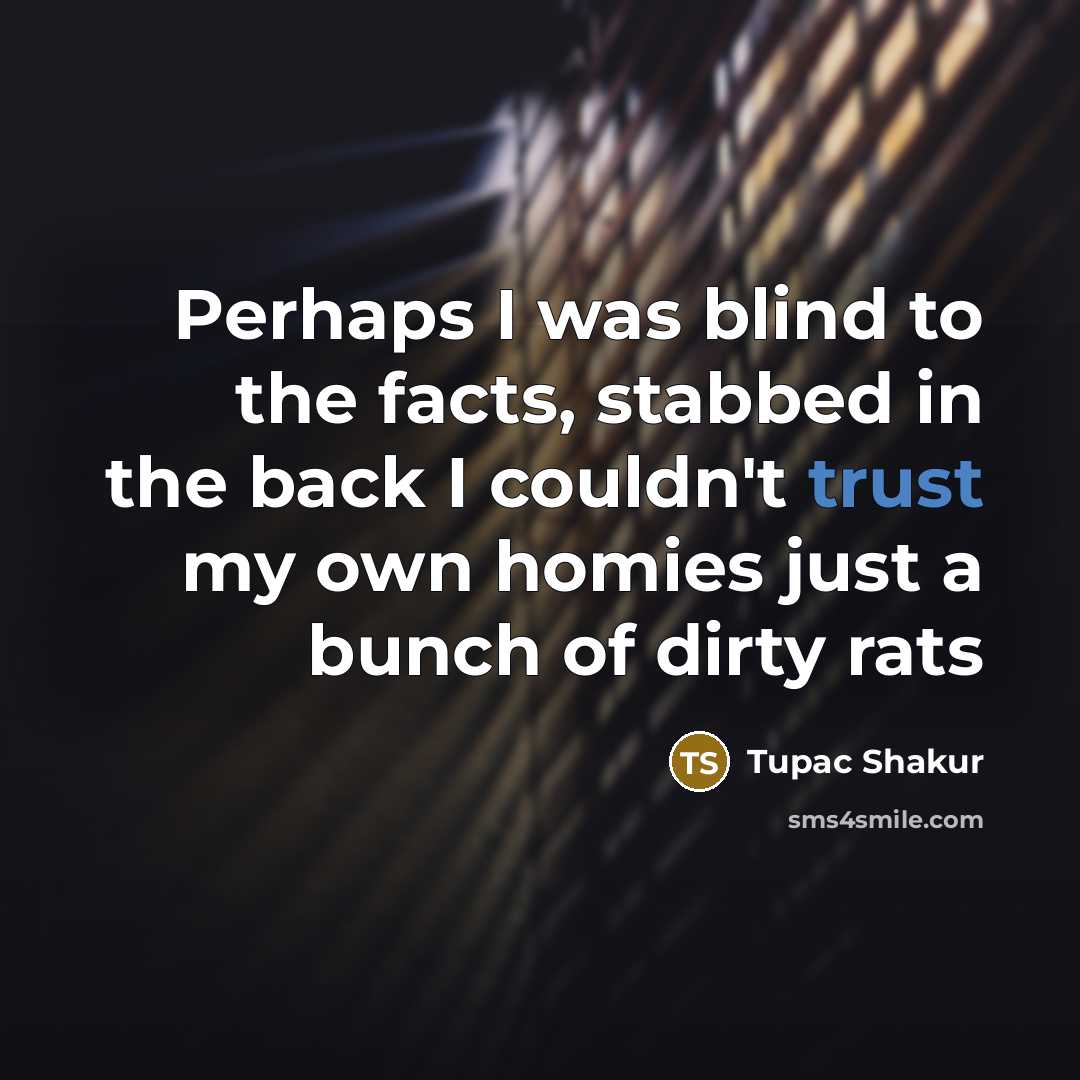 “Perhaps I was blind to the facts, stabbed in the…” quote by Tupac Shakur