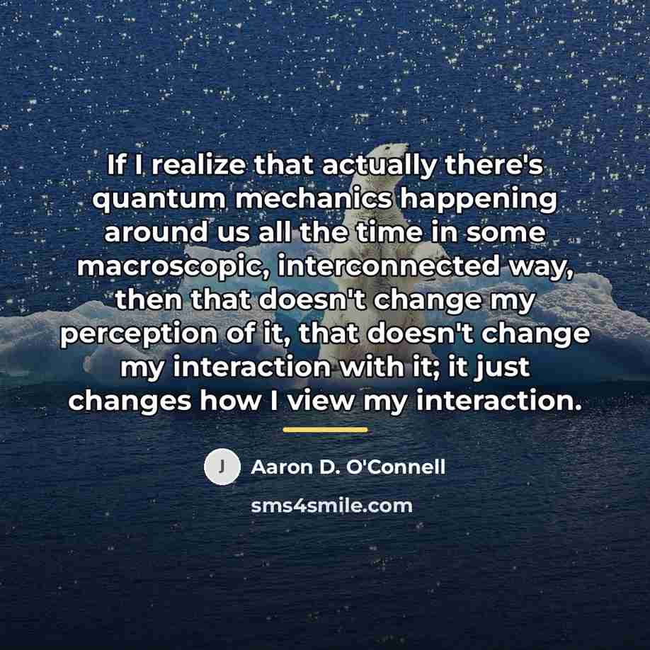 “If I realize that actually there's quantum mechanics happening around…” quote by Aaron D. O'Connell