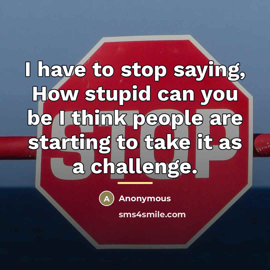 “I have to stop saying, How stupid can you be…” quote by Anonymous