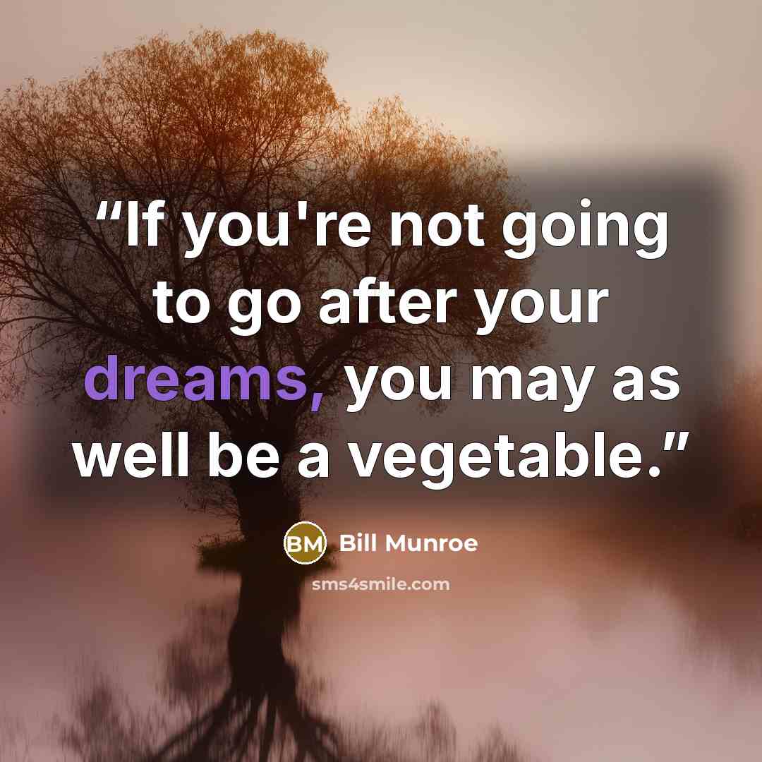 “If you're not going to go after your dreams, you may as well be a vegetable.” quote by Bill Munroe