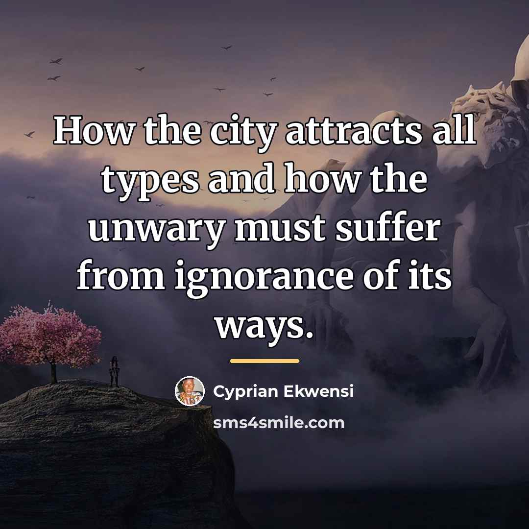 “How the city attracts all types and how the unwary…” quote by Cyprian Ekwensi