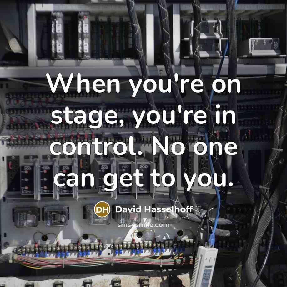 “When you're on stage, you're in control. No one can…” quote by David Hasselhoff