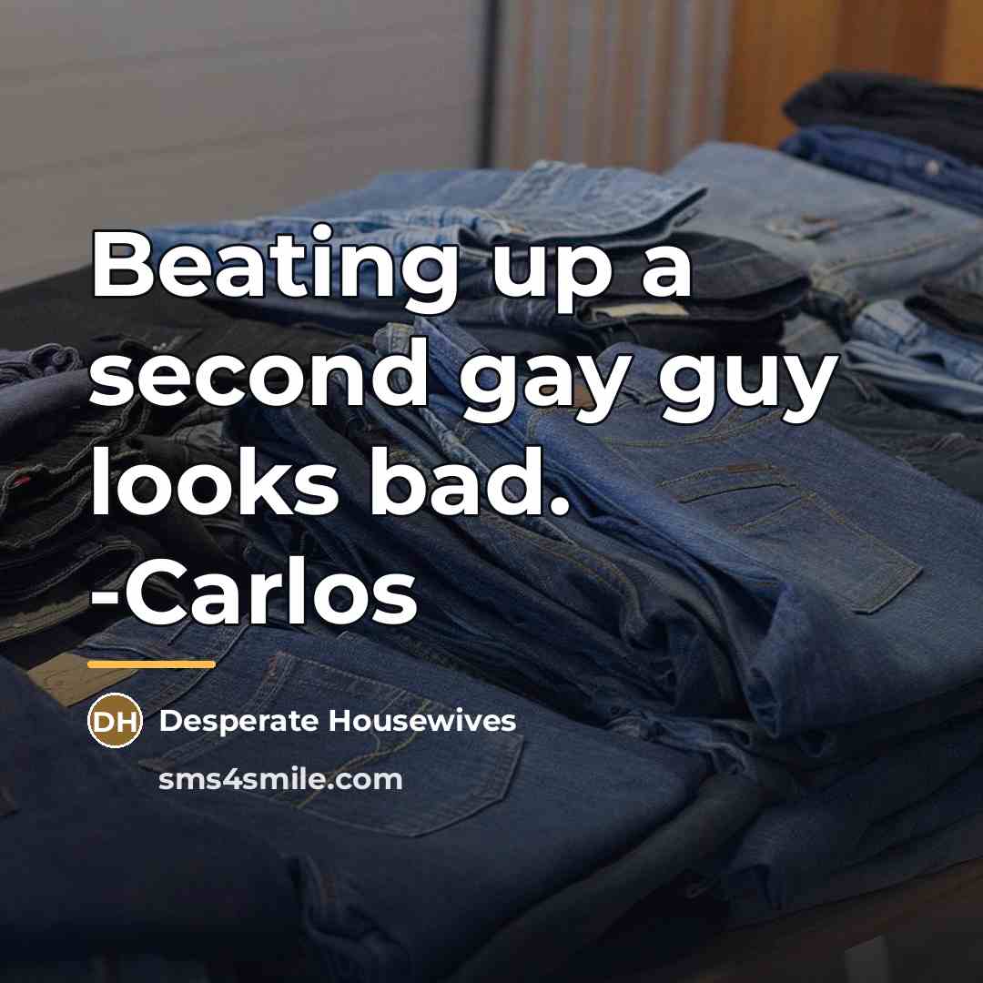 “Beating up a second gay guy looks bad. -Carlos…” quote by Desperate Housewives