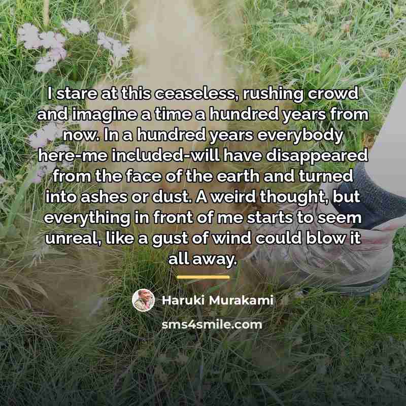 “I stare at this ceaseless, rushing crowd and imagine a…” quote by Haruki Murakami