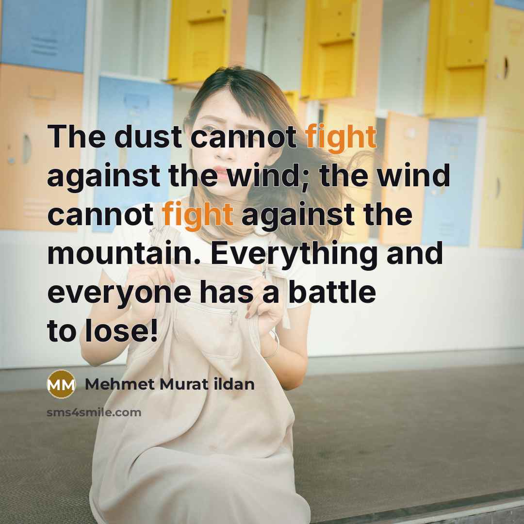 “The dust cannot fight against the wind; the wind cannot…” quote by Mehmet Murat Ildan
