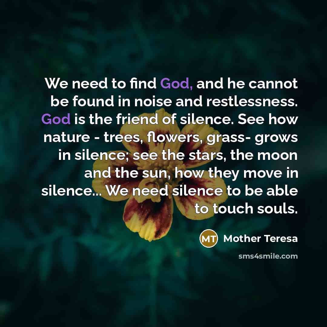 “We need to find God, and he cannot be found…” quote by Mother Teresa