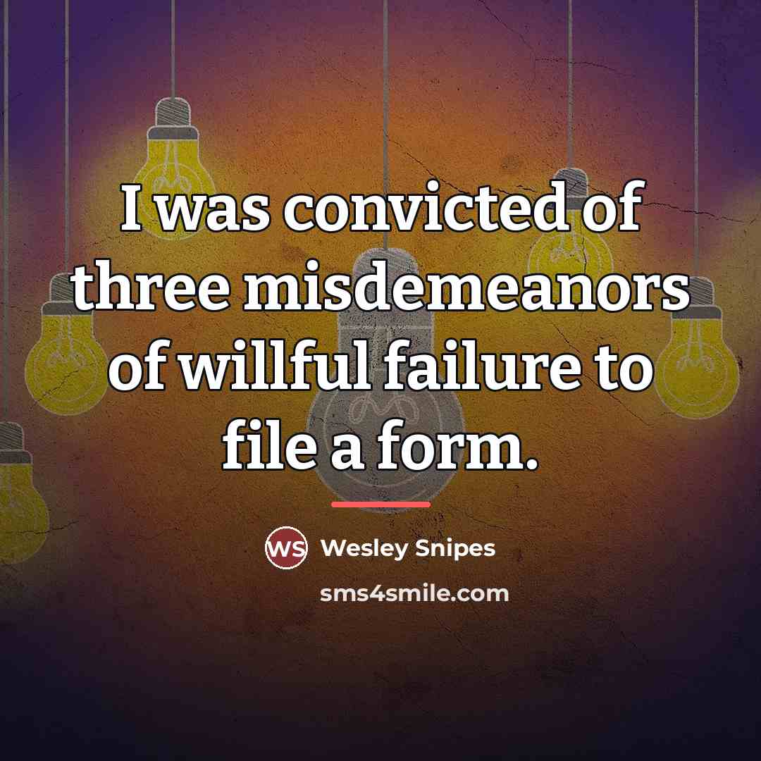 “I was convicted of three misdemeanors of willful failure to…” quote by Wesley Snipes