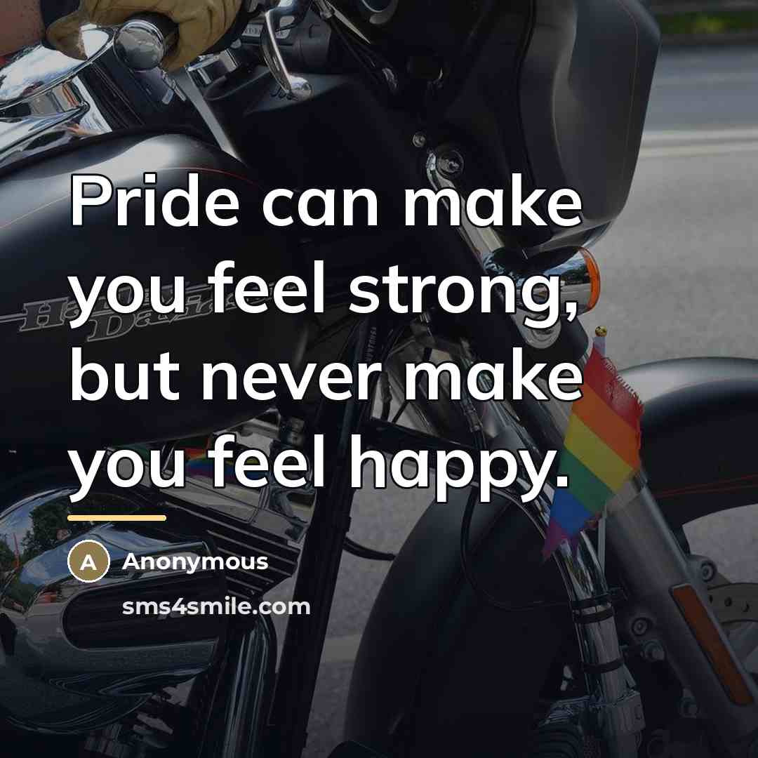 “Pride can make you feel strong, but never make you…” quote by Anonymous