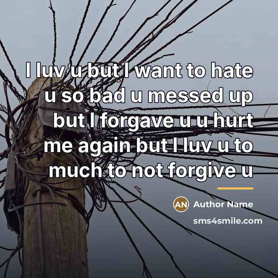 “I luv u but I want to hate u so…” quote by Author Name