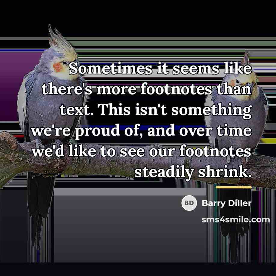 “Sometimes it seems like there's more footnotes than text. This…” quote by Barry Diller