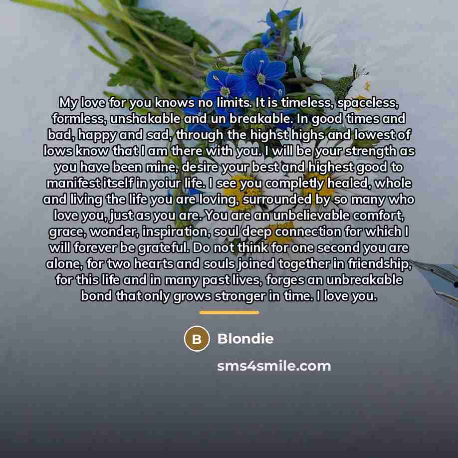 “My love for you knows no limits. It is timeless,…” quote by Blondie