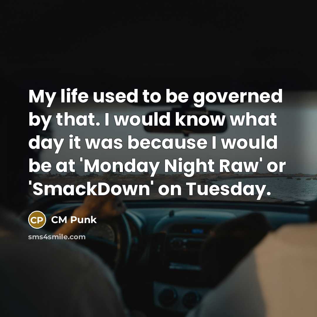 “My life used to be governed by that. I would…” quote by CM Punk
