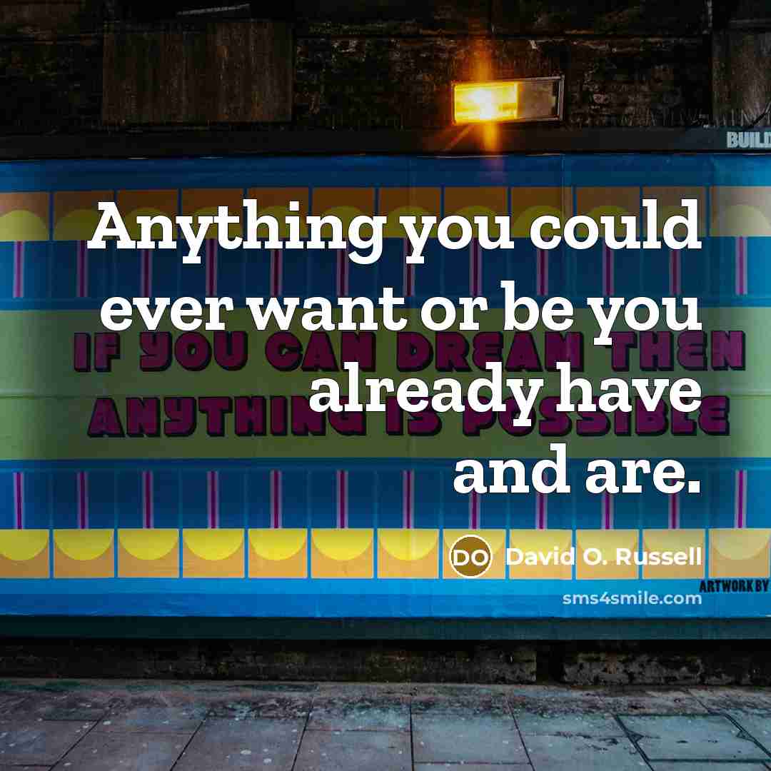 “Anything you could ever want or be you already have…” quote by David O. Russell