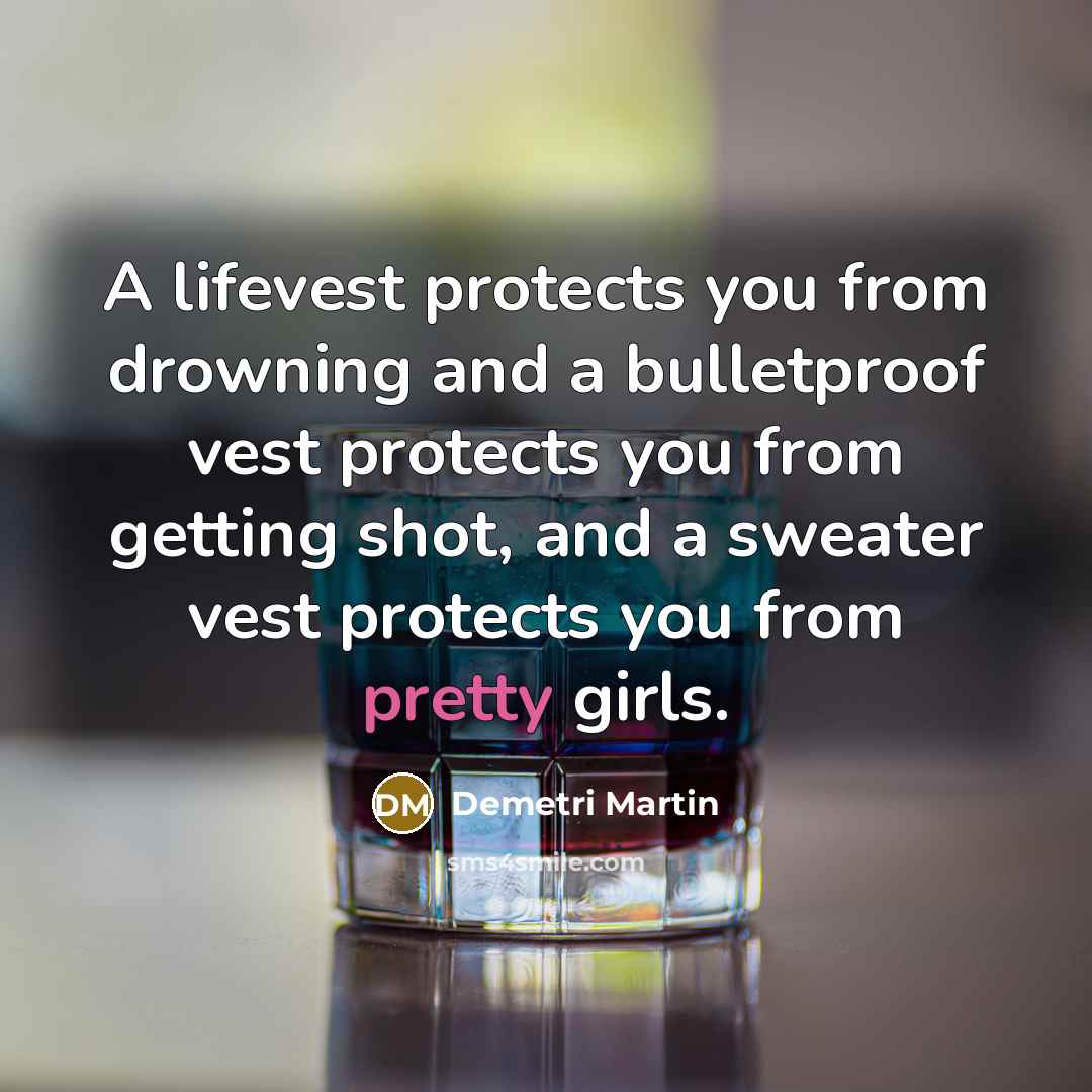 “A lifevest protects you from drowning and a bulletproof vest…” quote by Demetri Martin